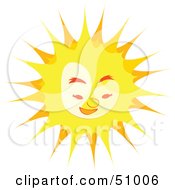 Bright Yellow Sun Character Smiling Downwards