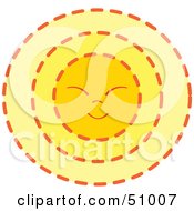 Royalty Free RF Clipart Illustration Of A Friendly Squinting Round Sun Character