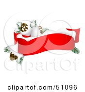 Clipart Illustration Of A Red Christmas Banner With Snow And Pinecones