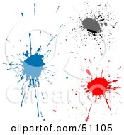 Royalty Free RF Clipart Illustration Of Three Ink Splatters