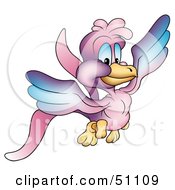 Poster, Art Print Of Happy Pink Bird Flying