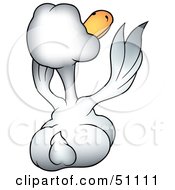 Royalty Free RF Clipart Illustration Of A Rear View Of A White Goose Waving