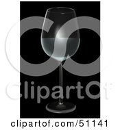 Poster, Art Print Of Half Filled Wine Glass On Black