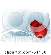 Clipart Illustration Of A Blue Background With Snowflakes And Red Baubles