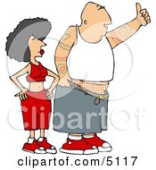 Gangster Man And Woman Hitchhiking Clipart