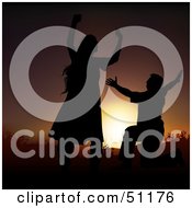 Royalty Free RF Clipart Illustration Of A Silhouetted Couple At Sunset Version 6