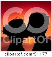 Royalty Free RF Clipart Illustration Of A Silhouetted Couple At Sunset Version 10