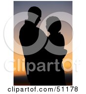 Royalty Free RF Clipart Illustration Of A Silhouetted Couple At Sunset Version 5