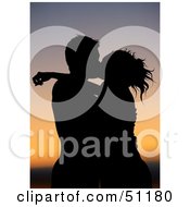 Royalty Free RF Clipart Illustration Of A Silhouetted Couple At Sunset Version 11