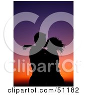 Royalty Free RF Clipart Illustration Of A Silhouetted Couple At Sunset Version 9