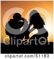 Royalty Free RF Clipart Illustration Of A Silhouetted Couple At Sunset Version 13