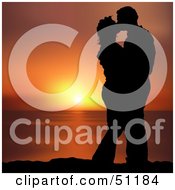Royalty Free RF Clipart Illustration Of A Silhouetted Couple At Sunset Version 2