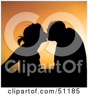 Royalty Free RF Clipart Illustration Of A Silhouetted Couple At Sunset Version 3