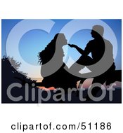Royalty Free RF Clipart Illustration Of A Silhouetted Couple At Sunset Version 8