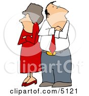 Fighting Couple Husband And Wife Standing With Arms Crossed Clipart