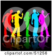 Royalty Free RF Clipart Illustration Of A Rainbow Colored Group Of Dancers On Black