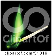 Royalty Free RF Clipart Illustration Of A Burning Match With A Green Flame