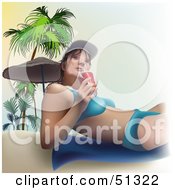 Royalty Free RF Clipart Illustration Of A Woman Sipping A Beverage On A Beach by dero