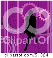 Royalty Free RF Clipart Illustration Of A Silhouetted Woman On A Retro Purple Background by dero