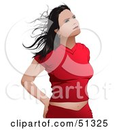 Royalty Free RF Clipart Illustration Of A Woman Dressed In Red