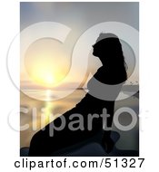 Royalty Free RF Clipart Illustration Of A Lone Woman Silhouetted At Sunset