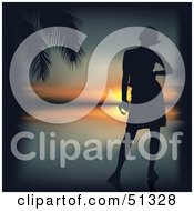 Royalty Free RF Clipart Illustration Of A Stylish Silhouetted Woman At Sunset