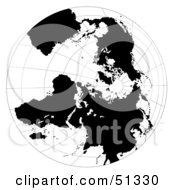 Poster, Art Print Of Black And White Globe With Grids
