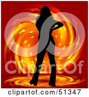 Poster, Art Print Of Silhouetted Woman On A Star Fire Twirl Background