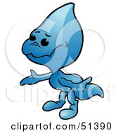 Royalty Free RF Clipart Illustration Of A Cute Blue Water Drop Guy