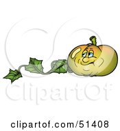 Royalty Free RF Clipart Illustration Of A Depressed Green Pumpkin On A Vine