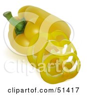 Royalty Free RF Clipart Illustration Of Sliced Rings Resting Against A Yellow Bell Pepper