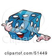 Royalty Free RF Clipart Illustration Of A Friendly Blue Dice