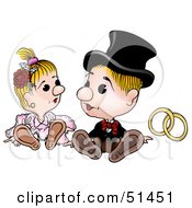 Poster, Art Print Of Cute Bride And Groom Sitting