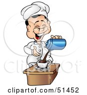 Royalty Free RF Clipart Illustration Of A Chef Pouring Coffee