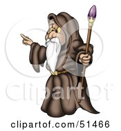 Royalty Free RF Clipart Illustration Of A Male Wizard In A Brown Cloak