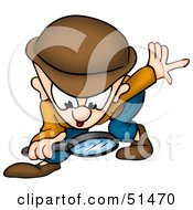Royalty Free RF Clipart Illustration Of A Detective Bending Over And Investigating