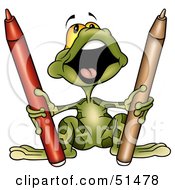 Royalty Free RF Clipart Illustration Of A Creative Frog With Two Markers