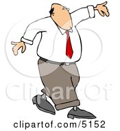Conceptual Clipart Illustration Of A Man Walking And Balancing On A Tightrope