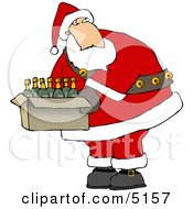 Santa Holding A Box Of Wines