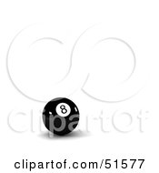 Poster, Art Print Of Black Billiards Eight Ball On A White Surface