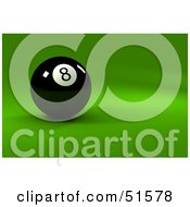 Poster, Art Print Of Black Billiards Eight Ball On A Green Surface