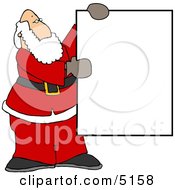 Poster, Art Print Of Santa Holding A Blank Sign