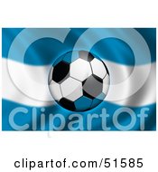 Royalty Free RF Clipart Illustration Of A Soccer Ball Flying In Front Of A Waving Argentina Flag