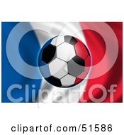 Royalty Free RF Clipart Illustration Of A Soccer Ball Flying In Front Of A Waving France Flag