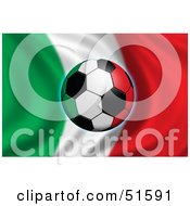 Poster, Art Print Of Soccer Ball Flying In Front Of A Waving Italy Flag