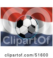 Poster, Art Print Of Soccer Ball Flying In Front Of A Waving Netherlands Flag