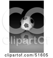 Royalty Free RF Clipart Illustration Of A Soccer Ball On A Reflective Surface In The Dark