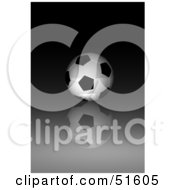 Poster, Art Print Of Soccer Ball On A Reflective Surface In The Dark