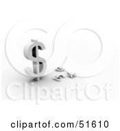 Royalty Free RF Clipart Illustration Of A Big Dollar Symbol Towering Other Currencies by stockillustrations