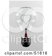 Royalty Free RF Clipart Illustration Of A Transparent Lightbulb With A Heart Shaped Filament by stockillustrations